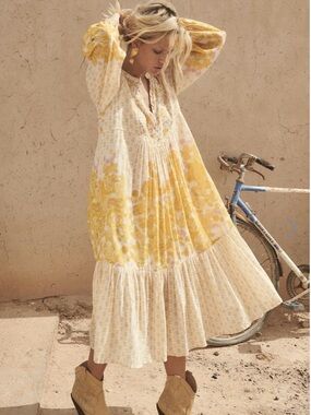 SPELL 🌼 Yellow Rose Boho Midi XS